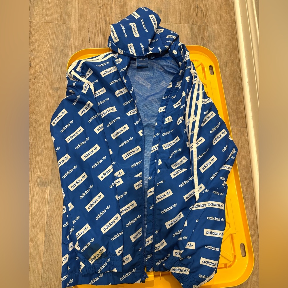 Adidas Blue and White Patterned Jacket
